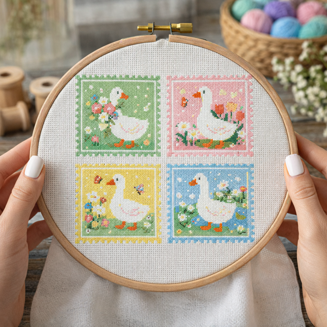 Geese Cross Stitch Pattern, Beginner Friendly Embroidery PDF