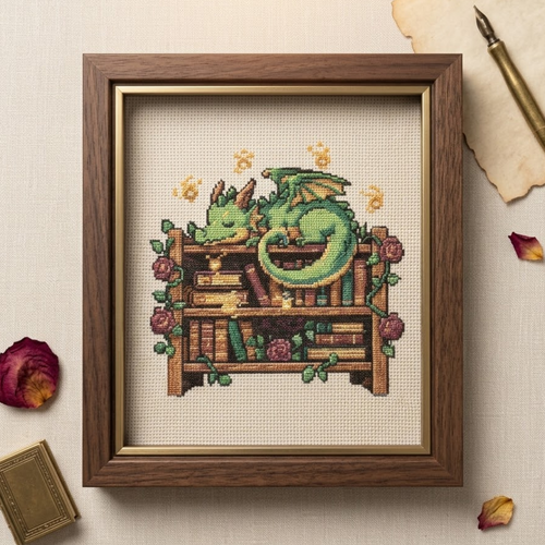 Dragon Cross Stitch Pattern, Beginner Sleeping Dragon Design