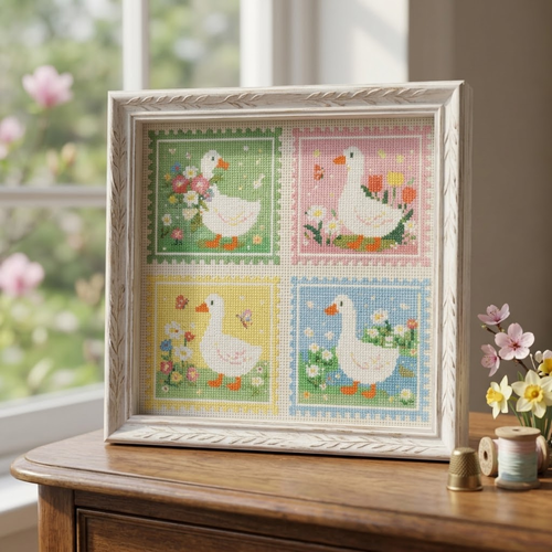 Geese Cross Stitch Pattern, Beginner Friendly Embroidery PDF