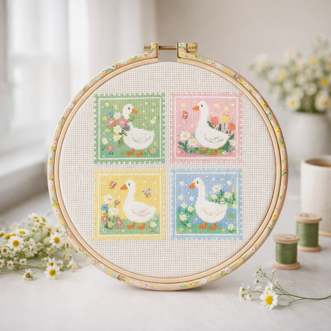 Geese Cross Stitch Pattern, Beginner Friendly Embroidery PDF