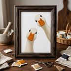 Geese Peeking Cross Stitch Pattern, Lovely Beginner Embroidery Design