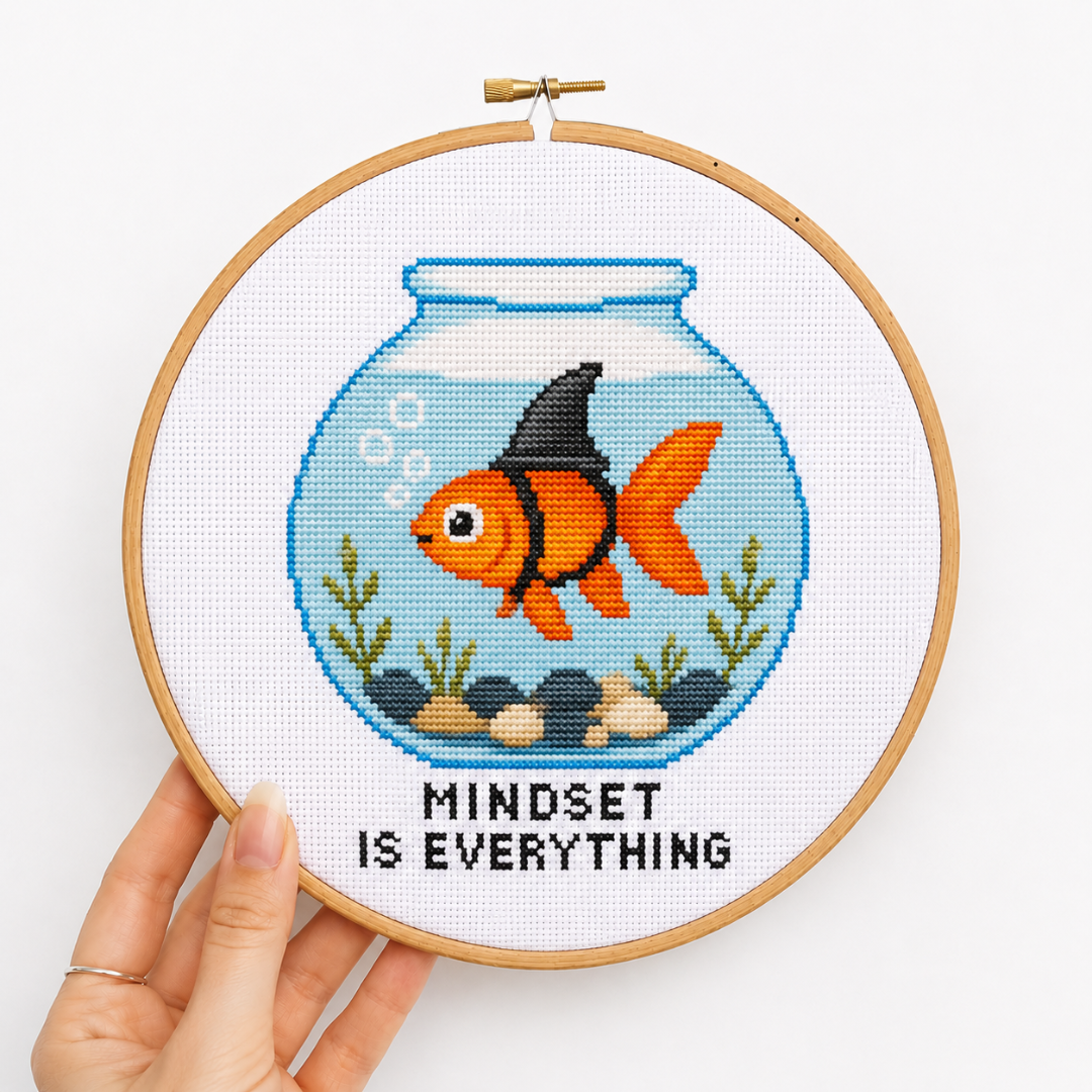 Goldfish Cross Stitch Pattern, Brave Beginner Embroidery Design