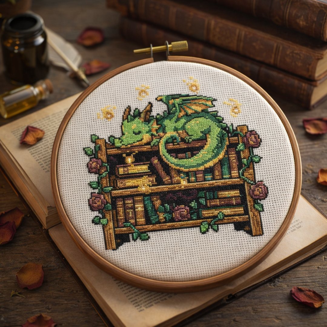 Dragon Cross Stitch Pattern, Beginner Sleeping Dragon Design