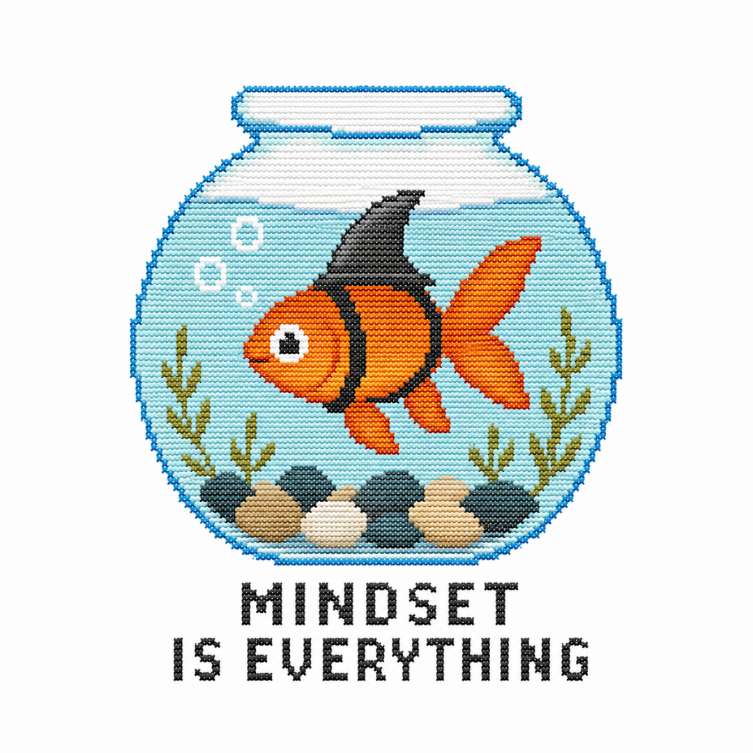 Goldfish Cross Stitch Pattern, Brave Beginner Embroidery Design