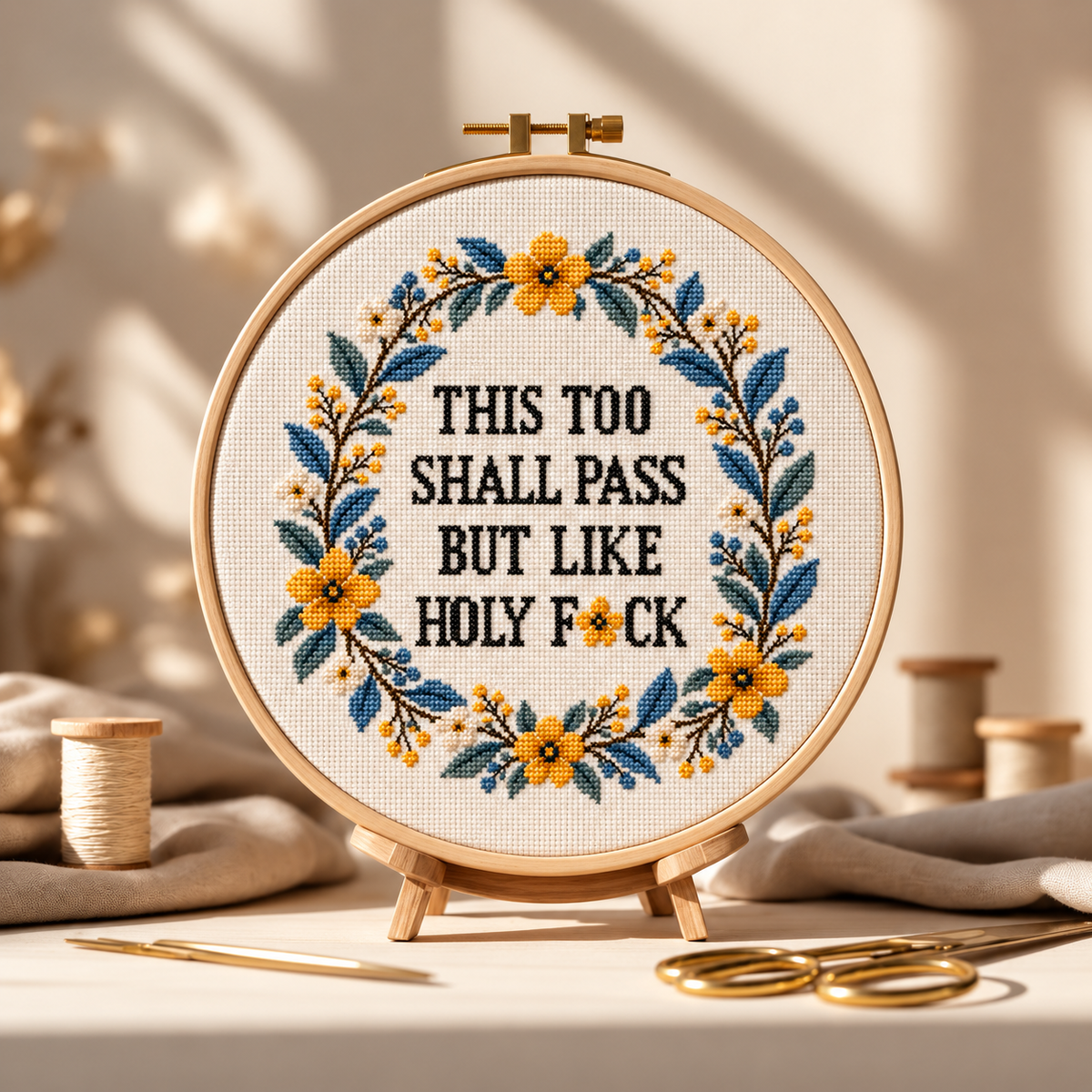 This Too Shall Pass Cross Stitch Pattern, Funny Quote PDF