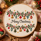 Christmas Wreath Cross Stitch Pattern, Festive Embroidery PDF Download