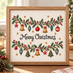 Christmas Wreath Cross Stitch Pattern, Festive Embroidery PDF Download