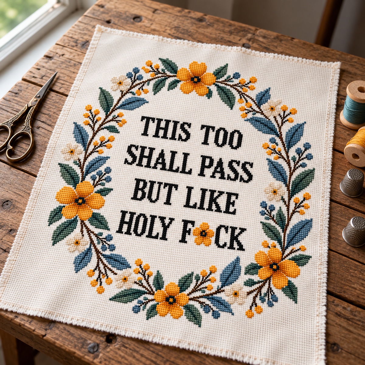 This Too Shall Pass Cross Stitch Pattern, Funny Quote PDF
