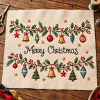 Christmas Wreath Cross Stitch Pattern, Festive Embroidery PDF Download